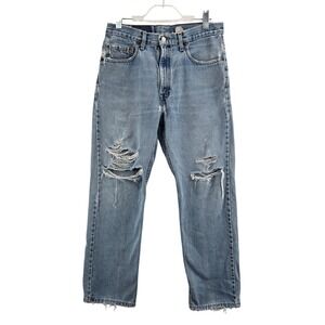 Vintage Levis 505 Jeans Mens 33x30 Light Wash Distressed Straight Leg Grunge